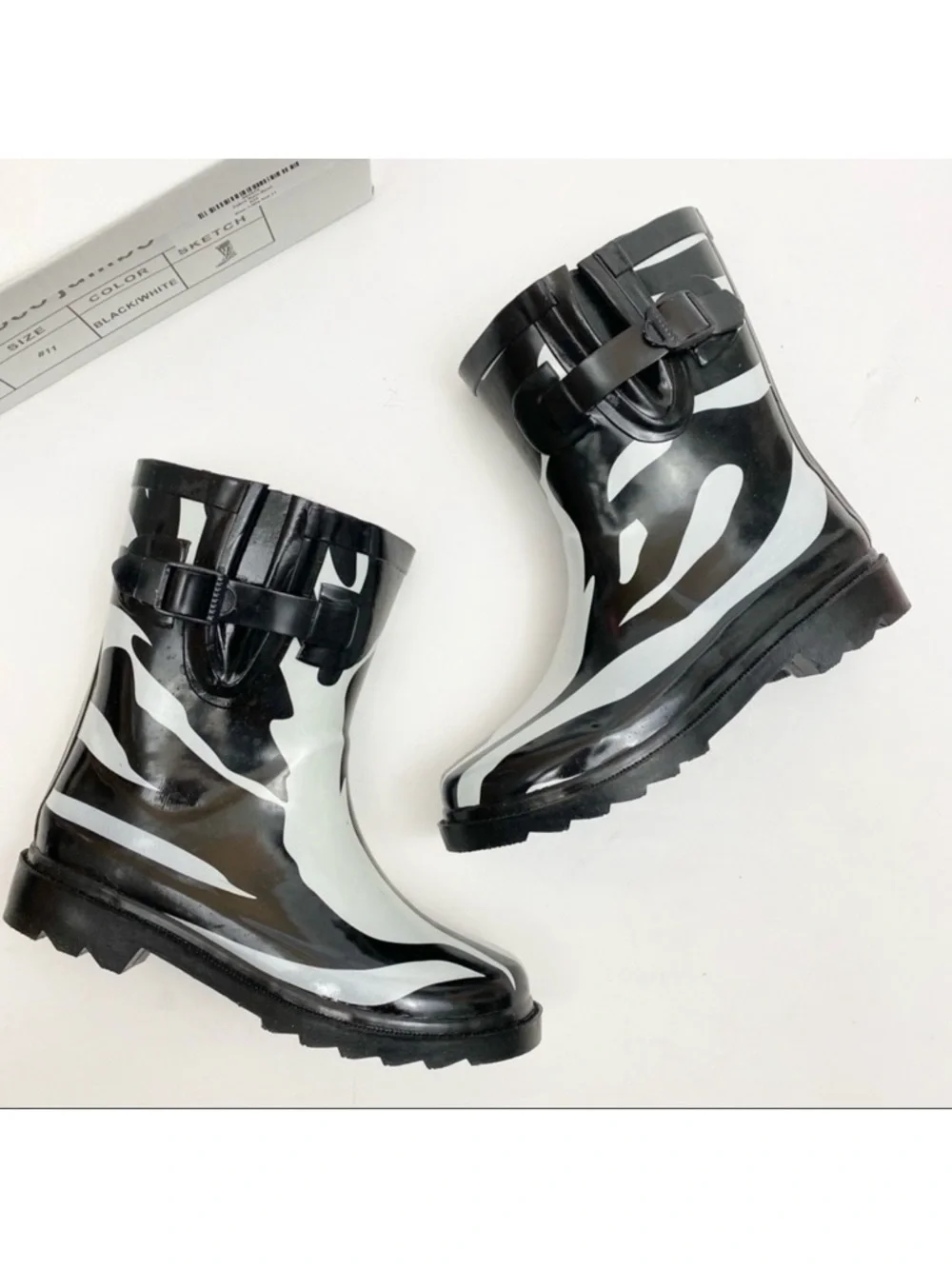 Coco Jumbo Girls Kids Zebra Rain Boots: Black White